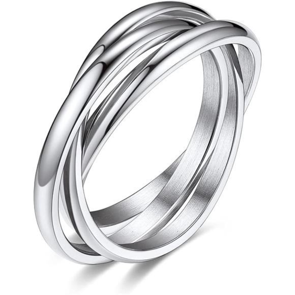 Stainless Steel Interlocking Band Rings for Women - Picture 2 of 2